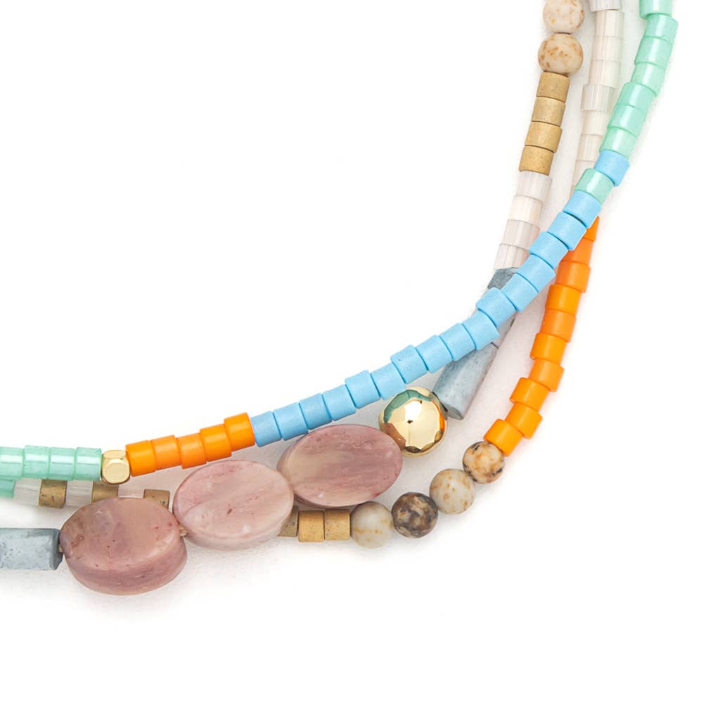 Stacking Bracelet - Love/Rhodochrosite/Gold
