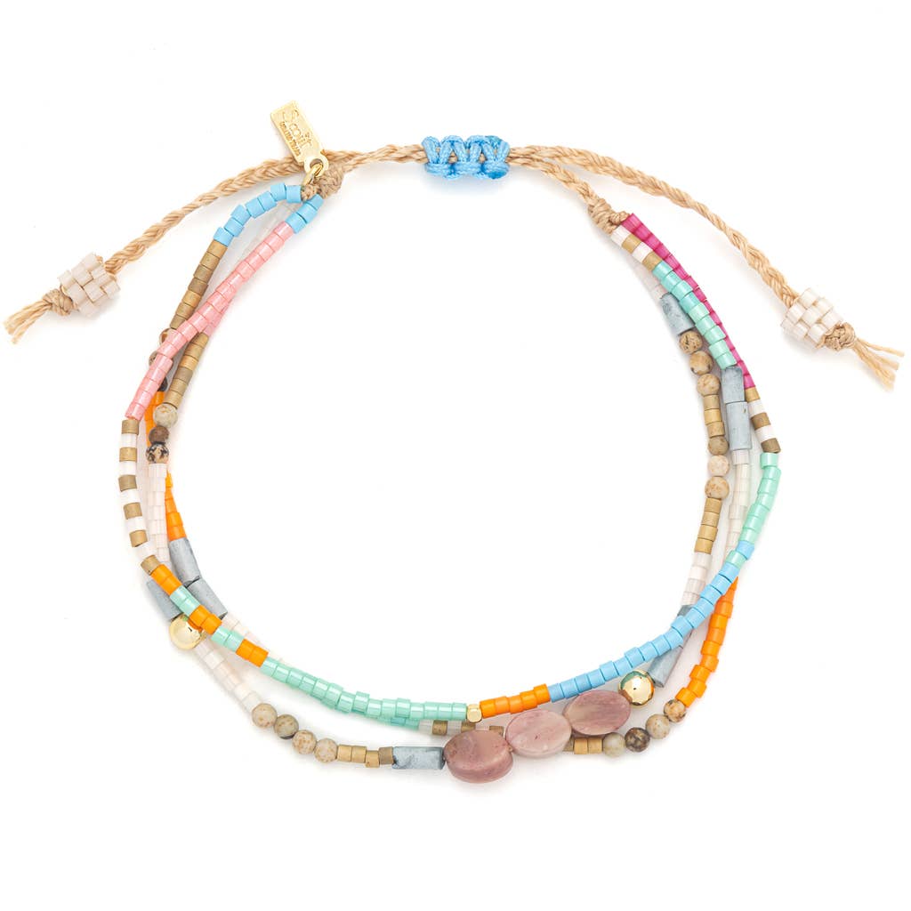 Stacking Bracelet - Love/Rhodochrosite/Gold