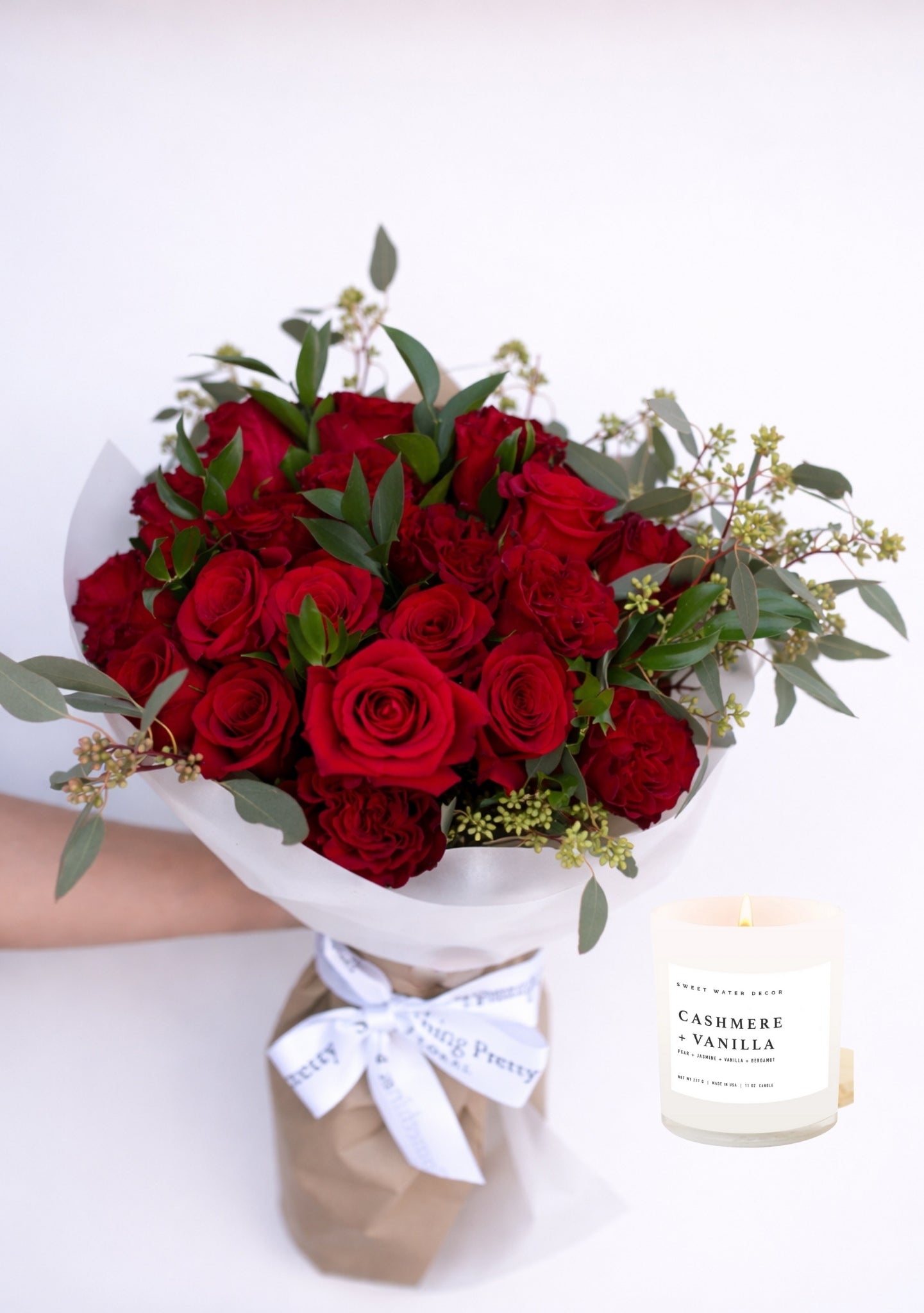 2 Dozen Rose Bundle & Candle
