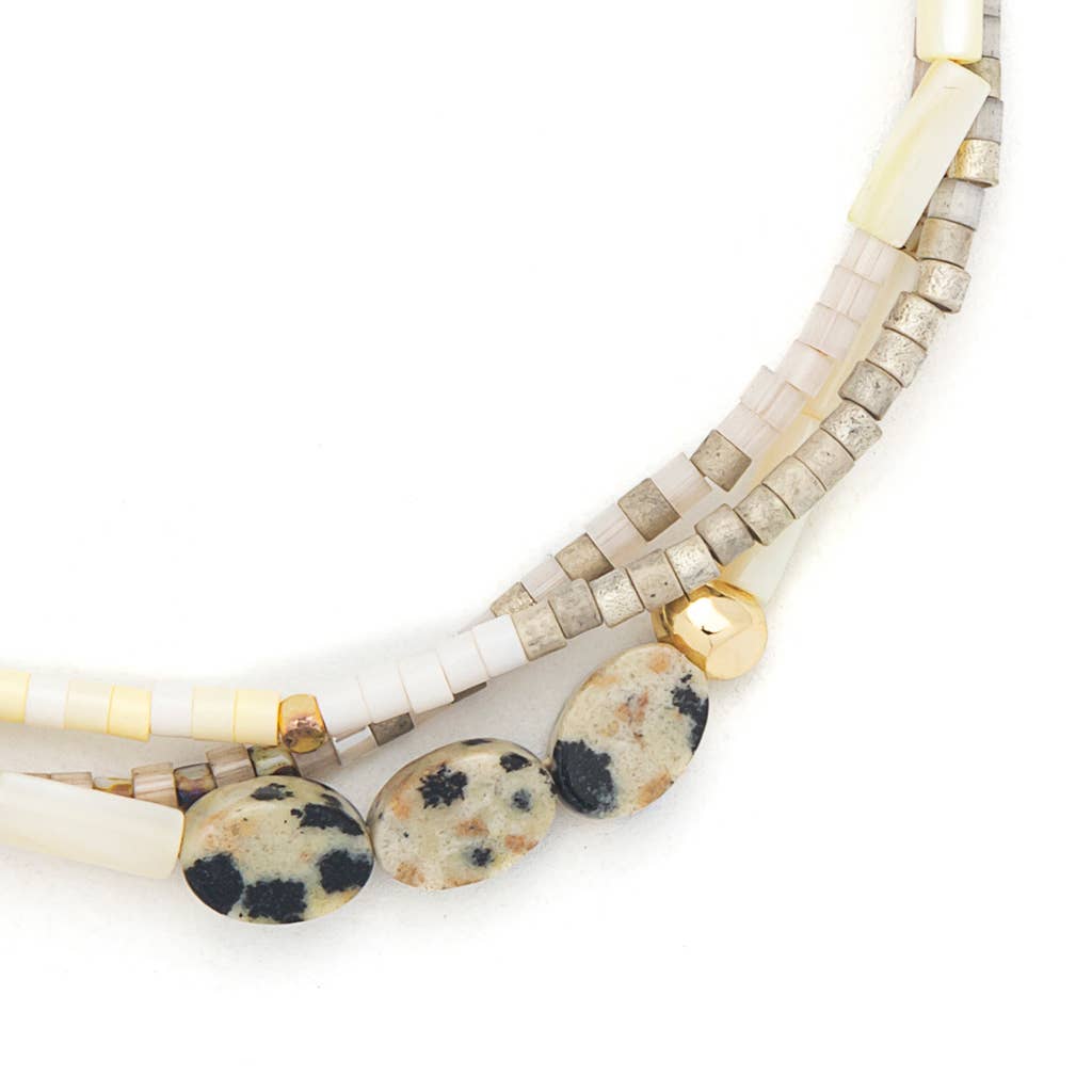 Stacking Bracelet - Joy/Dalmatian Jasper/Gold