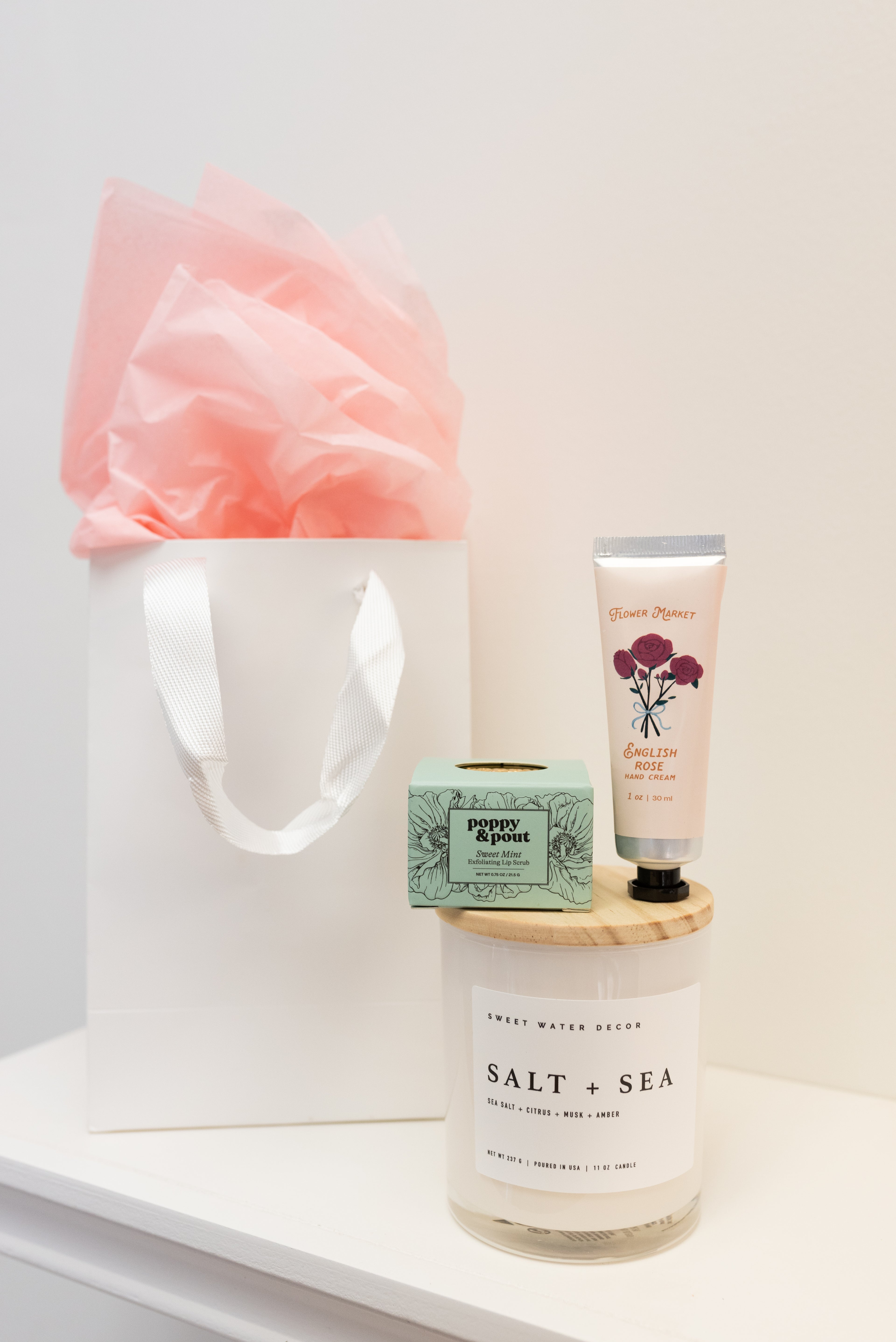 Candle, Lip Scrub & Hand Creme Gift